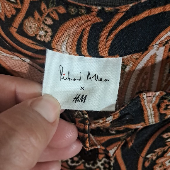Richard Allen x H&M Womens Paisley Print Tunic Sz 8 Oversized Mob Wife Cocktail - Picture 8 of 11